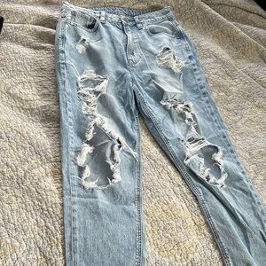 American Eagle Outfitters Distressed Light Blue Boyfriend Jeans